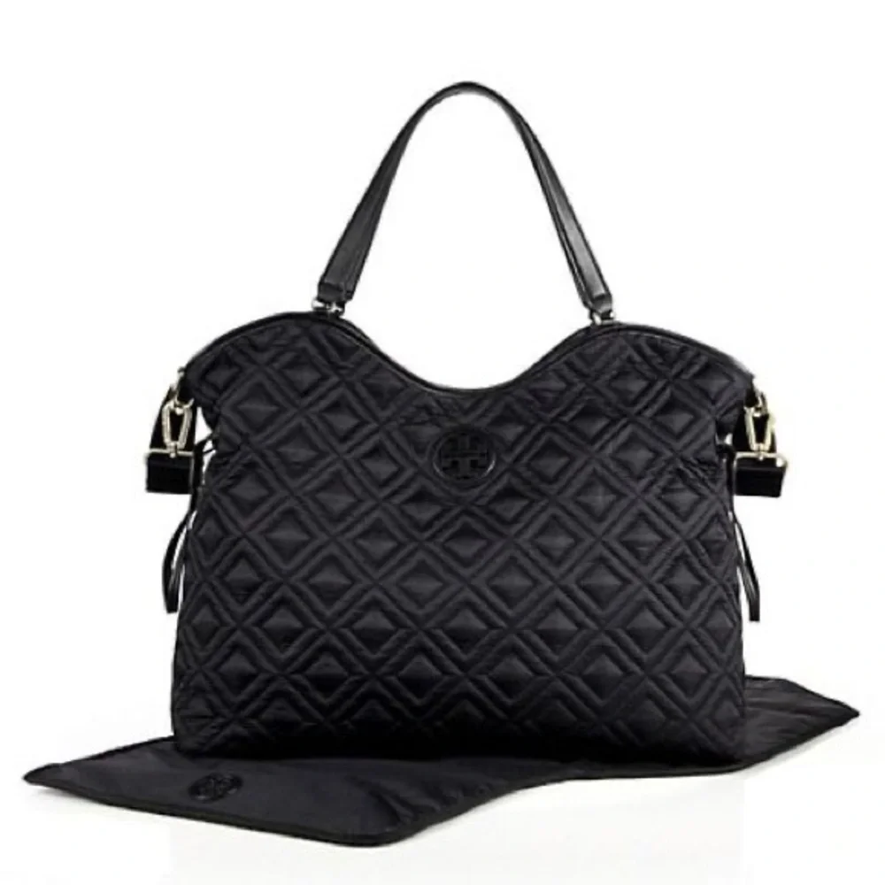 Tory Burch Marion Quilted Slouchy Baby Bag black